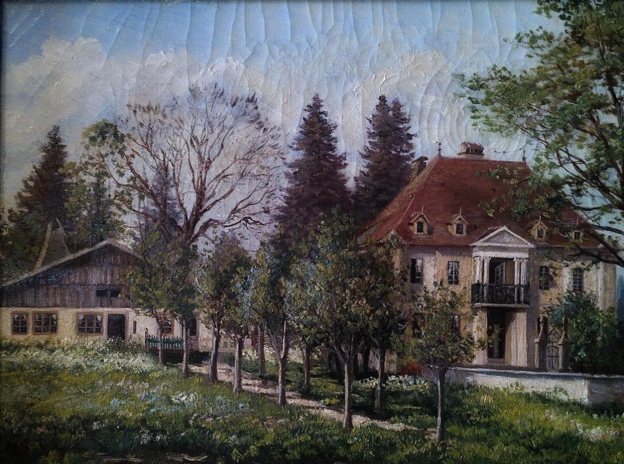 A painting of the Museum of Watchmaking and its historic workshop